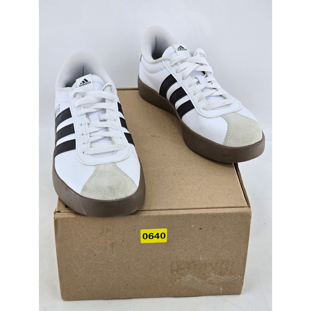 Adidas VL Court 3.0 Shoes Mens 9 White Black Gum ID8797 - Good
